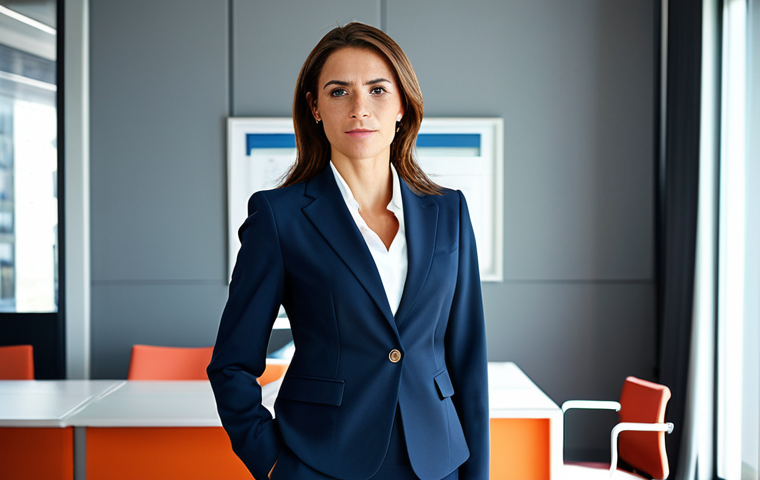 The Confident Professional**

"A successful businesswoman in a tailored business suit, standing in a bright, modern office in Madrid, fully clothed, appropriate attire, safe for work, perfect anatomy, natural proportions, professional photography, high quality, serious but approachable expression."

**
