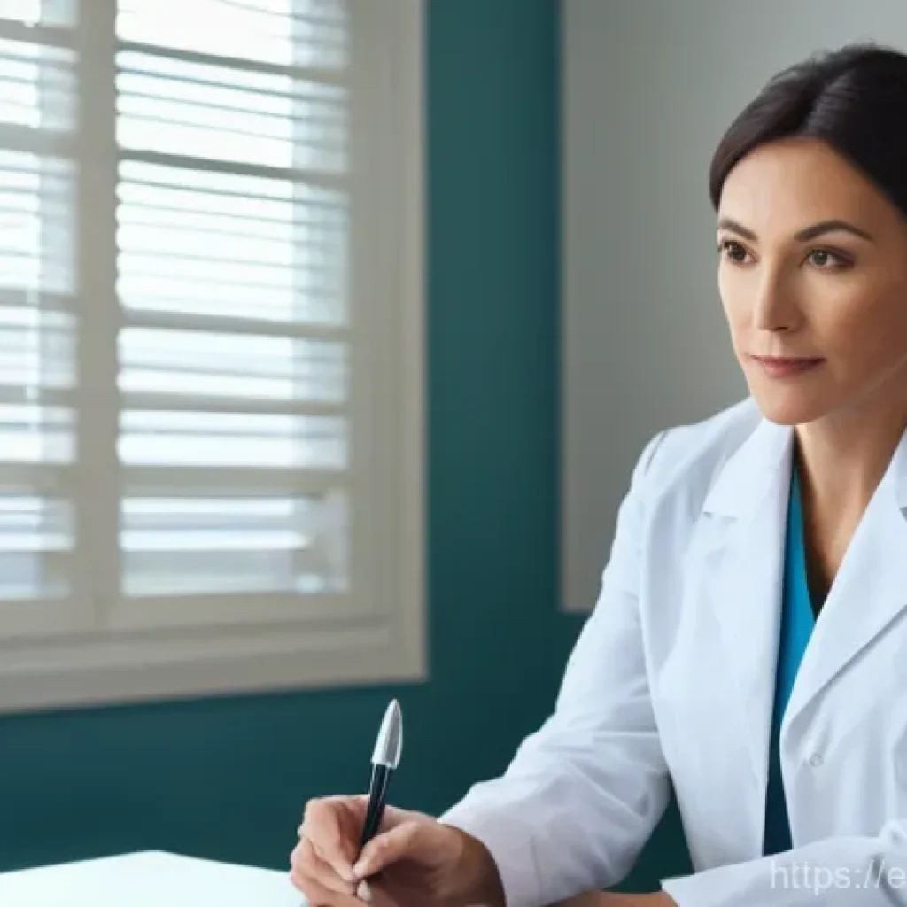 보톡스 부작용 예방 - **Prompt:** A warm, well-lit medical consultation room. A female aesthetic doctor, in her late 30s t...