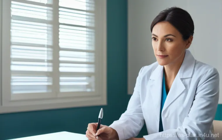 보톡스 부작용 예방 - **Prompt:** A warm, well-lit medical consultation room. A female aesthetic doctor, in her late 30s t...