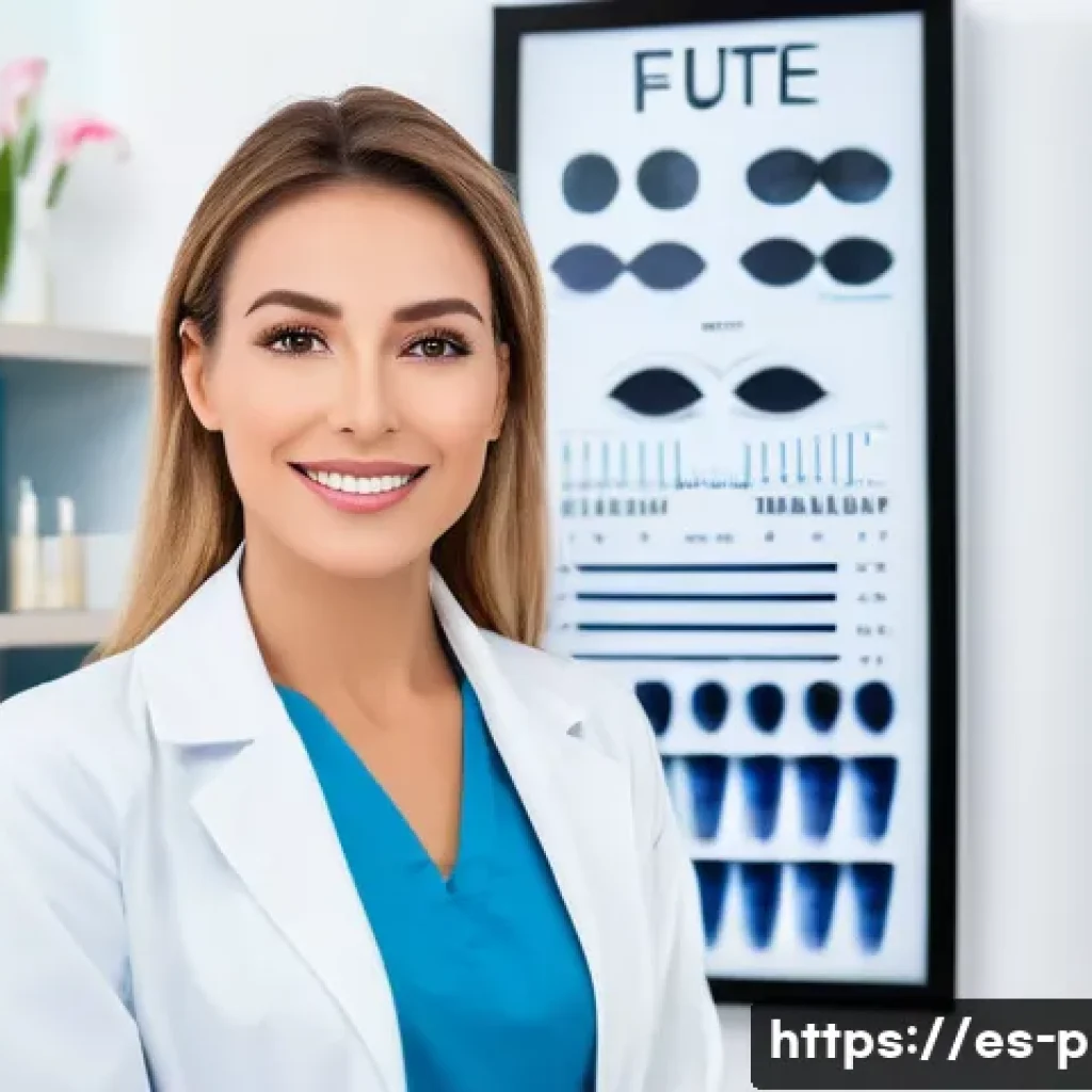 눈매교정 장단점 - A professional aesthetic clinic setting in a modern Spanish city, featuring a confident female patie...