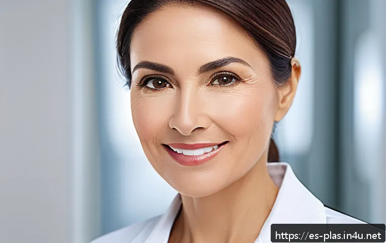 중안면 리프팅 장점 - A confident middle-aged Hispanic woman with smooth, lifted mid-facial skin, showcasing natural-looki...